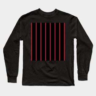 Vintage black and narrow red stripes - vertical Long Sleeve T-Shirt
